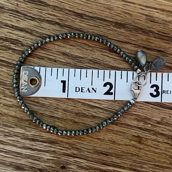 Sterling Silver Labradorite Marcasite Bracelet Dainty 7” - Picture 4 of 4
